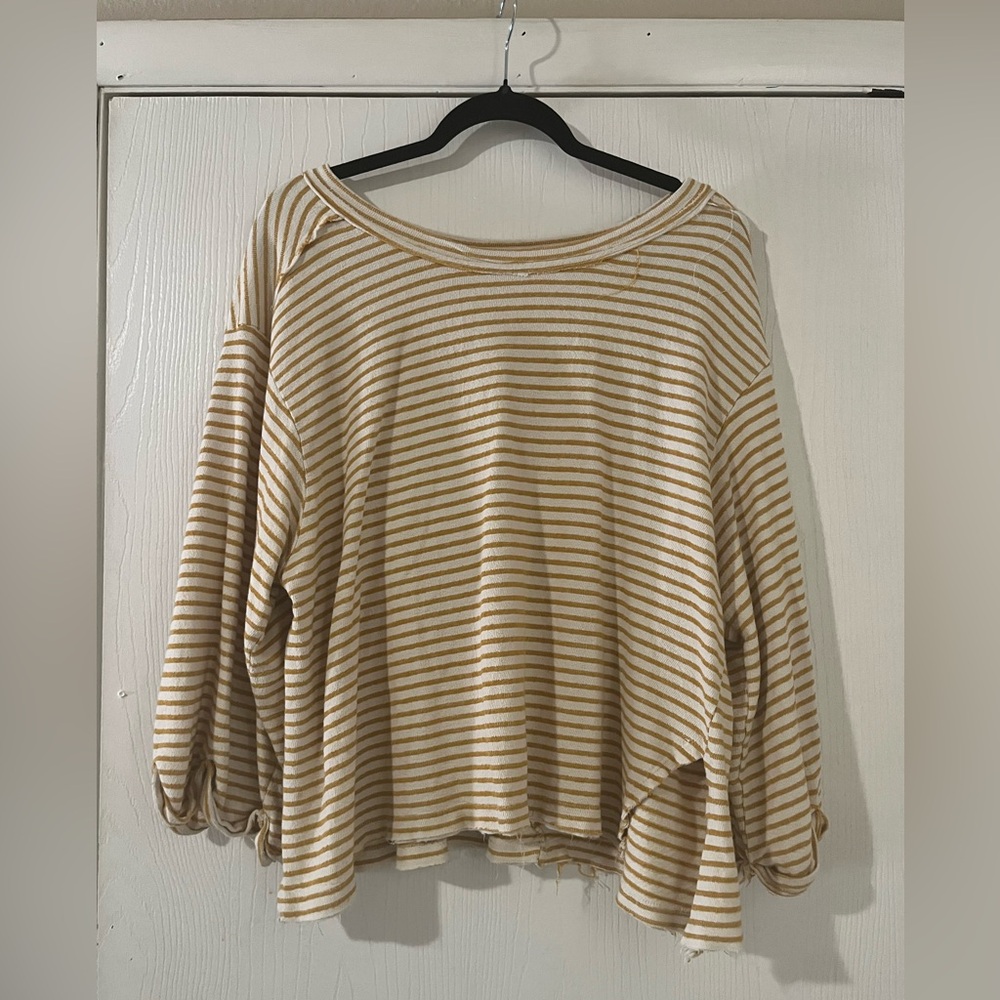 Collection Mustard and White Striped Long Sleeve Blouse